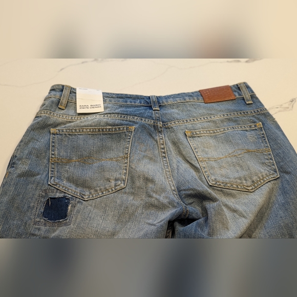Zara Basic Z1975 Denim Jeans NWT 8 Distressed Patched High Waisted Boyfriend - Picture 3 of 8